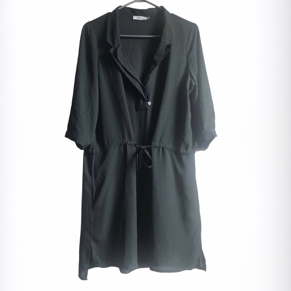 RICKI’S Women’s Dark Green Sheer V-Neck Midi 3/4 Sleeve Dress Size M